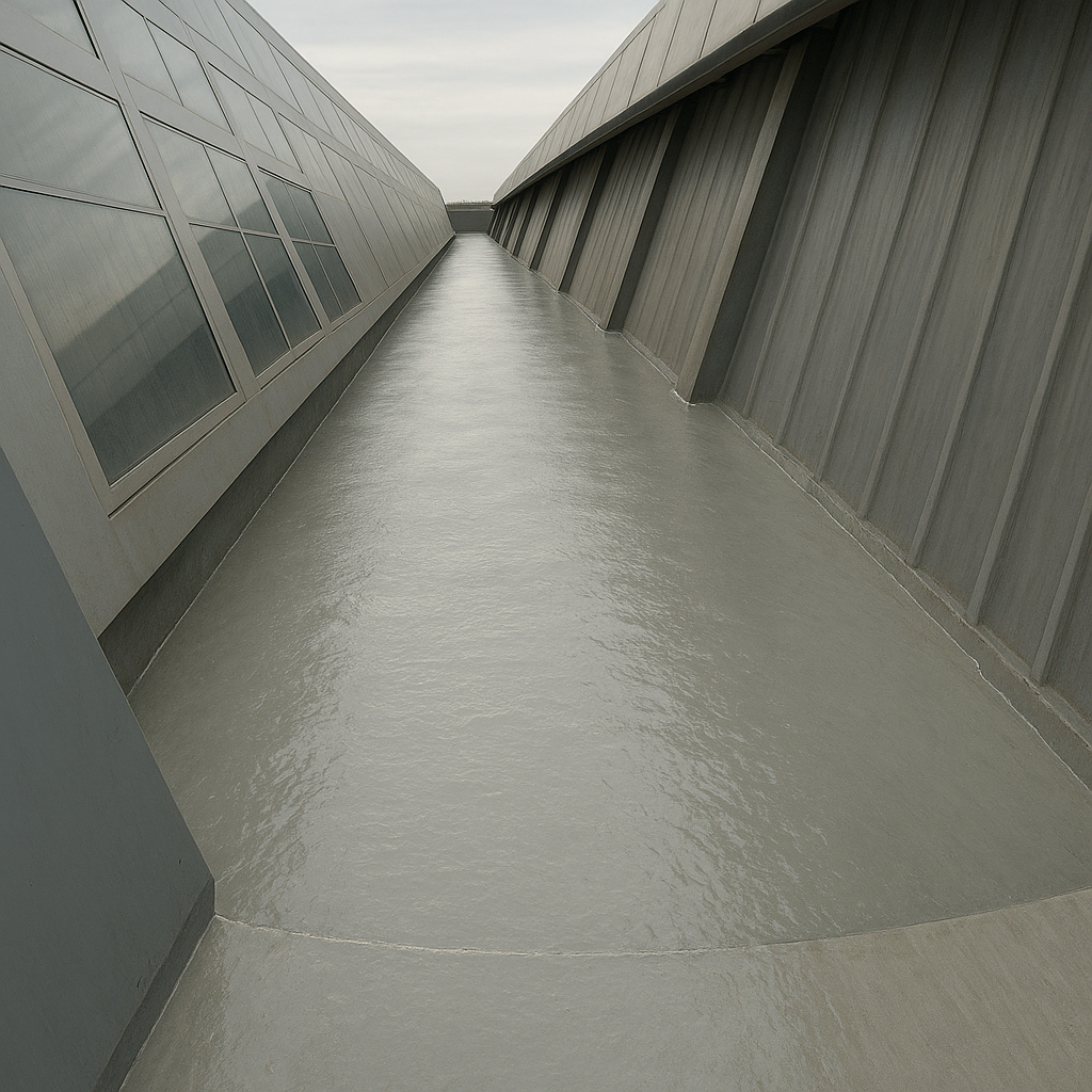 Superficie impermeabilizada entre estructuras Superficie impermeabilizada entre estructuras con acabado profesional y sin juntas. SERFASAN.